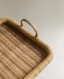 Zara Home Поднос из ротанга, цвет бежевый, 40 см — фото 6