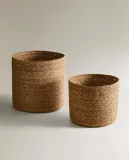 Zara Home Корзина из морской травы, цвет бежевый, 26 см — фото 3