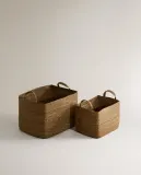 Zara Home Корзина из морской травы, цвет бежевый, 40 см — фото 4