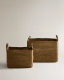 Zara Home Корзина из морской травы, цвет бежевый, 40 см — фото 6