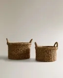 Zara Home Корзина из морской травы, цвет коричневый, 25 см — фото 3