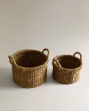 Zara Home Корзина из морской травы, цвет коричневый, 25 см — фото 6