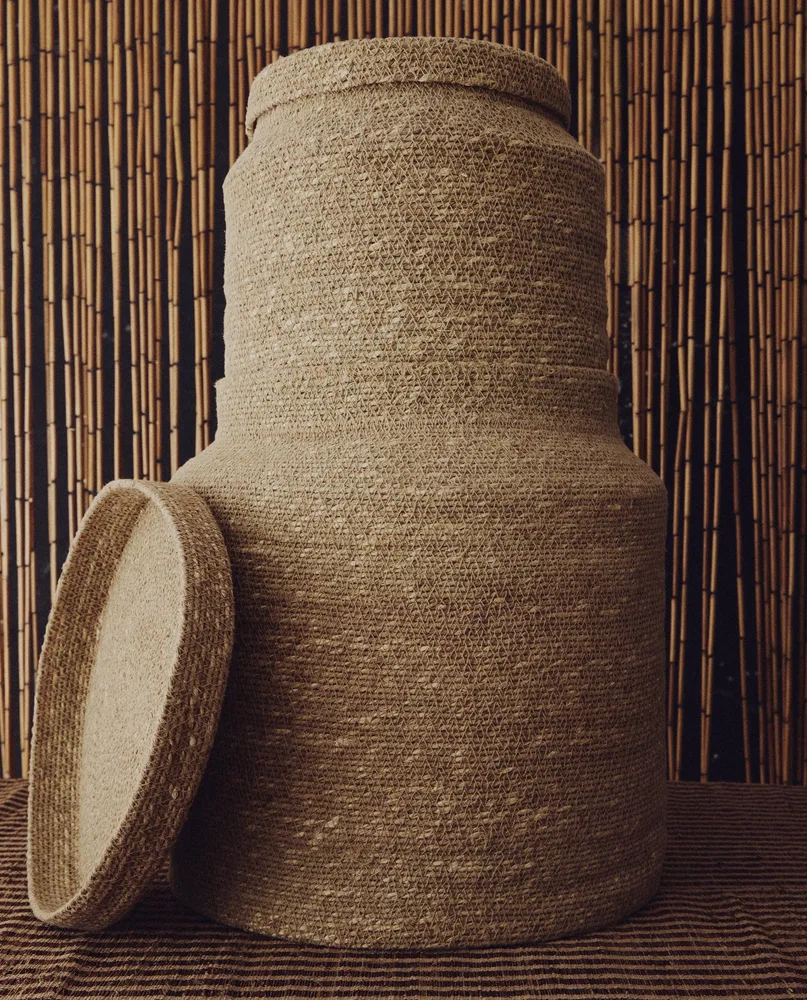 Zara Home Корзина из морской травы, цвет бежевый, 34 см