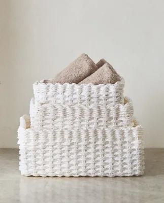 Zara Home Корзина из плетёной бумаги, цвет белый, 21 см