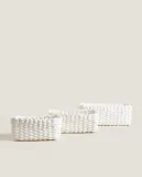 Zara Home Корзина из плетёной бумаги, цвет белый, 21 см — фото 6