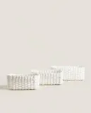Zara Home Корзина из плетёной бумаги, цвет белый, 21 см — фото 8