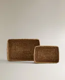 Zara Home Поднос из морской травы, цвет бежевый, 21 см — фото 3