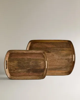 Zara Home Поднос из дерева, цвет бежевый, 43 см