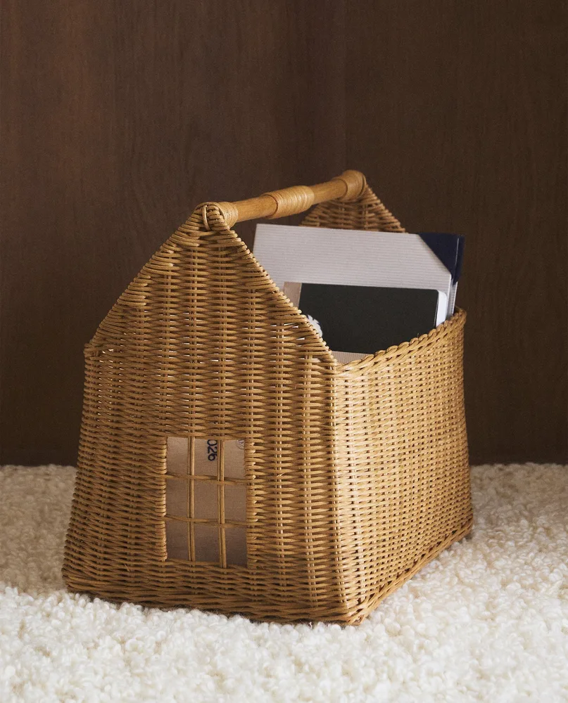 Zara Home Корзина из ротанга, цвет бежевый, 41 см