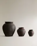 Zara Home Ваза из керамики, цвет коричневый, 16.5 см — фото 3