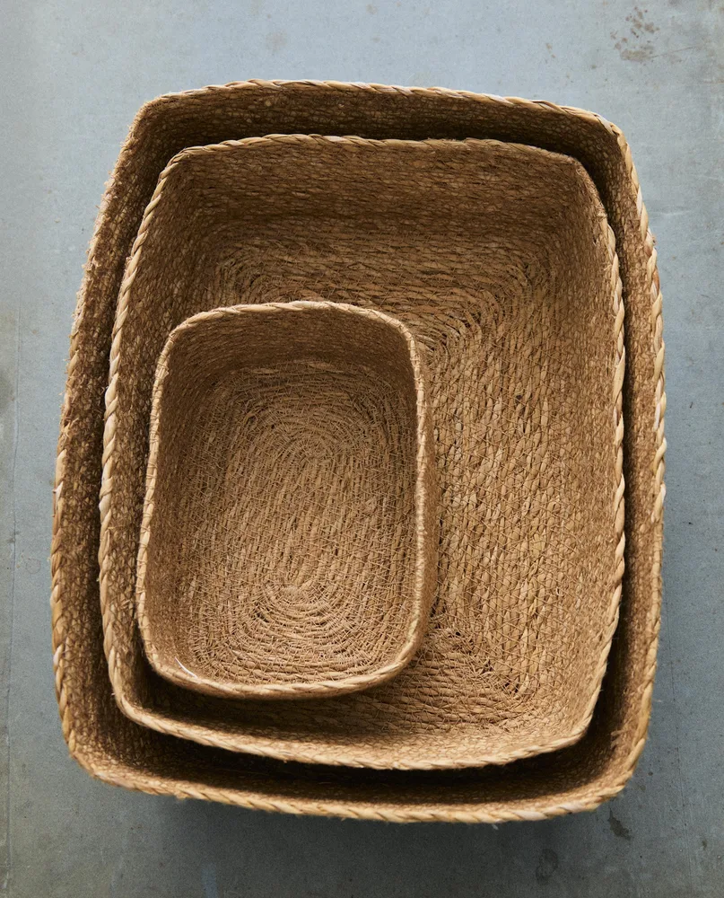 Zara Home Корзина из морской травы, цвет бежевый, 28 см