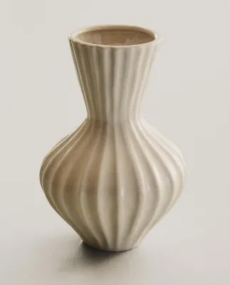 Zara Home Ваза из керамики, цвет кремовый, 16 см