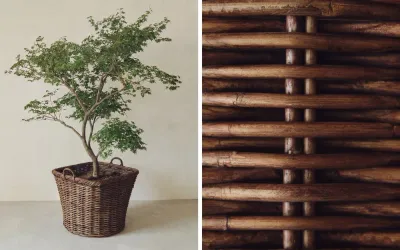 Zara Home Корзина из ротанга, цвет коричневый, 46 см