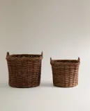 Zara Home Корзина из ротанга, цвет коричневый, 46 см — фото 3