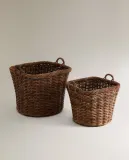 Zara Home Корзина из ротанга, цвет коричневый, 46 см — фото 7