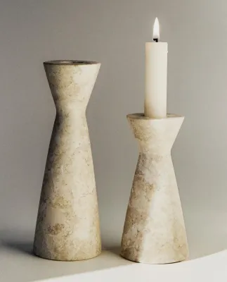 Zara Home Подсвечник из мрамора, цвет бежевый, 14 см