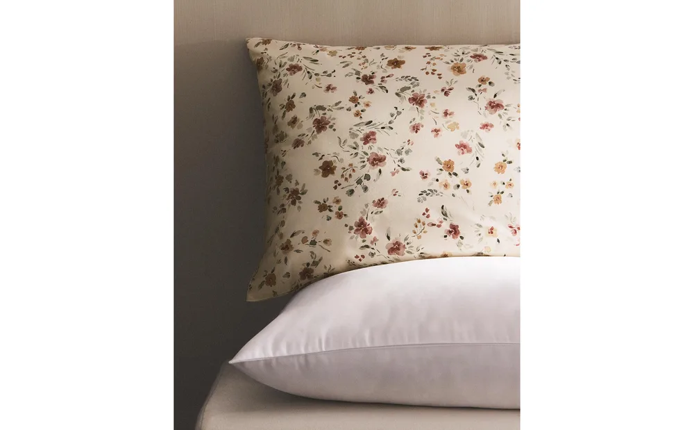 Наволочка Zara Home перкаль, хлопок 100%, с цветочным принтом, 6146/091