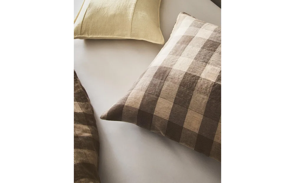Наволочка Zara Home хлопок, лён 100%, в клетку, 6195/091
