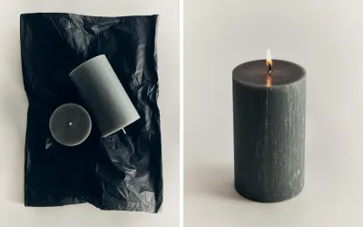 Декоративная свеча Zara Home, 7х7.3х7.3 см, бумага, 6339/065