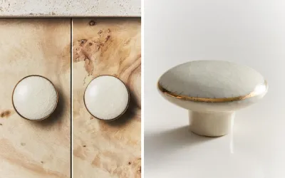 Мебельная ручка Zara Home, 4х4х5.5 см, керамика, золотой, 2 шт., 6364/555