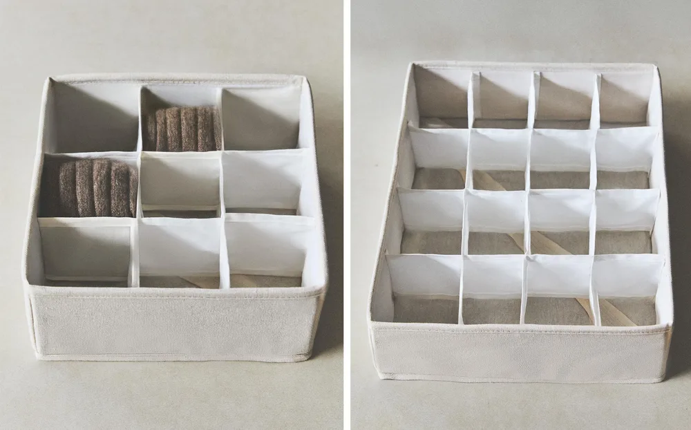 Коробка для хранения Zara Home, хлопок, бежевый, 7294/099