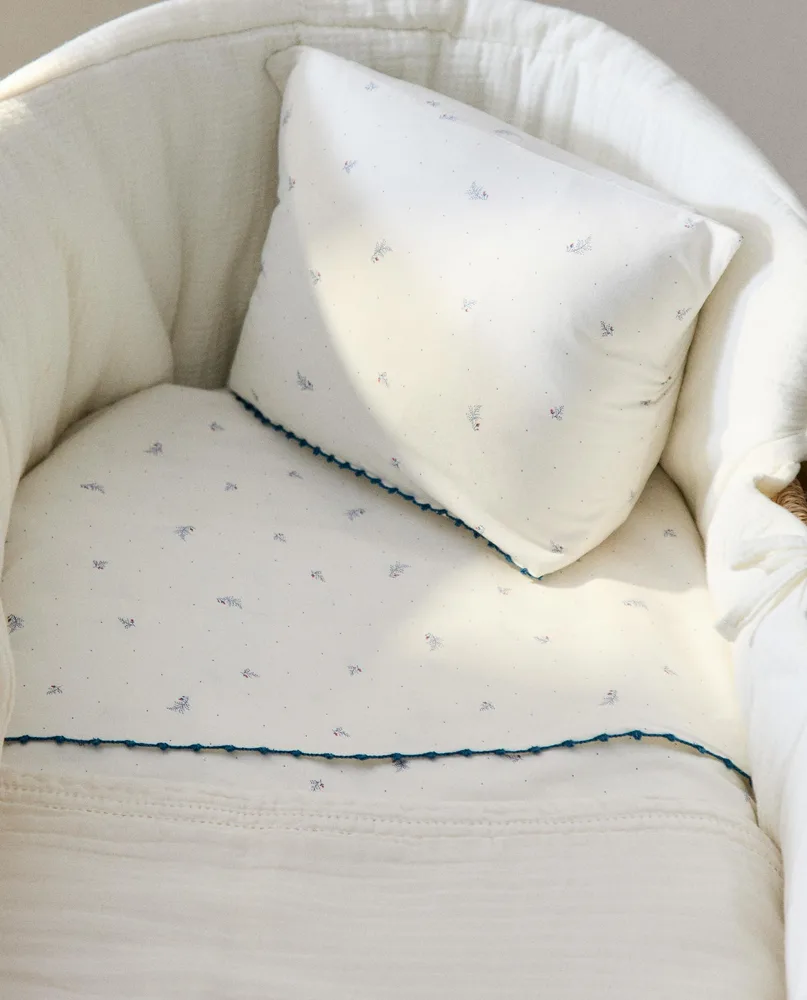 Комплект постельного белья Zara Home, 75х100 см, хлопок 100%, с растительным принтом, 1661/499