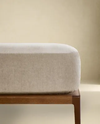 Простыня на резинке Zara Home, лён 100%, однотонный, 7180/900