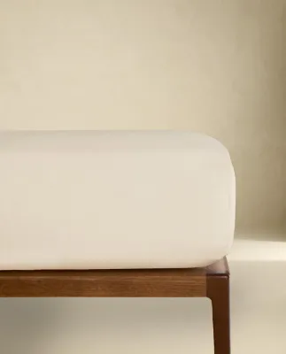 Простыня на резинке Zara Home сатин, хлопок 100%, однотонный, 1100/900