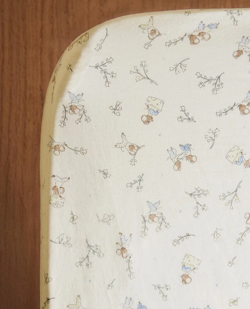 Простыня на резинке Zara Home, хлопок 100%, с цветочным принтом, 2631/900