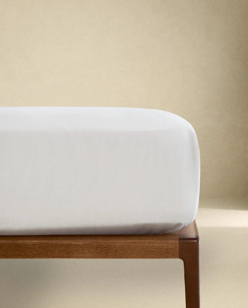 Простыня на резинке Zara Home хлопок, лён 100%, однотонный, 5190/900