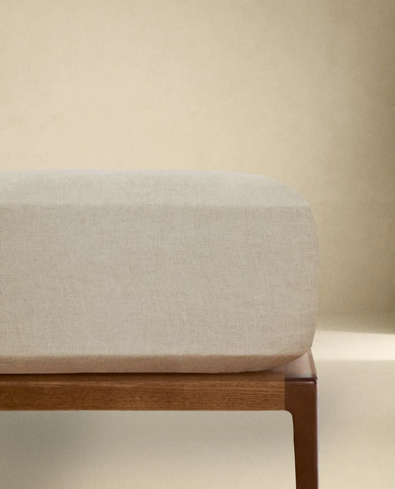 Простыня на резинке Zara Home хлопок, лён 100%, однотонный, 6150/900
