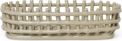 Корзина для хранения Ferm Living Ceramic, овальная, керамика, 30 15 см, бежевая