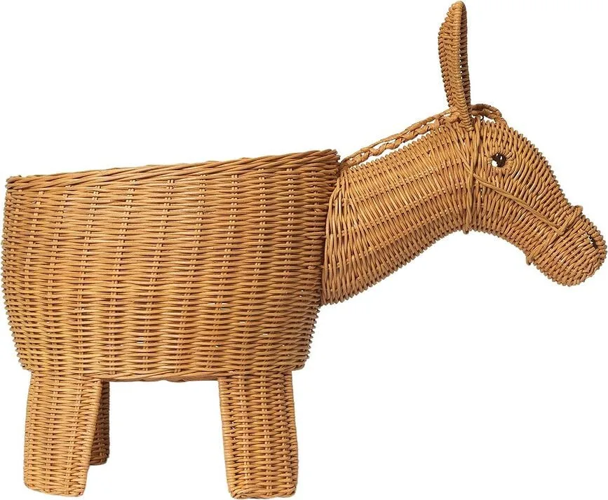 Корзина для хранения Ferm Living Donkey, круглая, ротанг, 35 см, коричневая