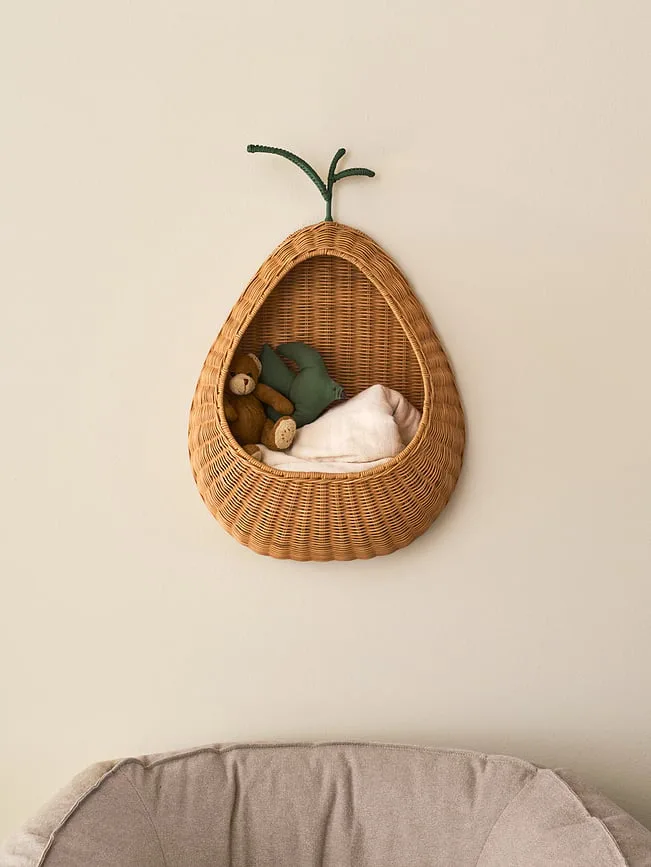 Корзина для хранения Ferm Living Pear, круглая, ротанг, 45,7 см, коричневая