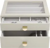 Шкатулка для украшений Stackers Classic, прямоугольная, синтетический материал, 25 18 см, бежевая — фото 1
