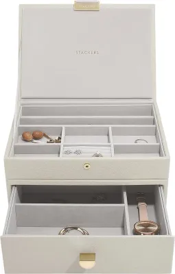 Шкатулка для украшений Stackers Classic, прямоугольная, экокожа, 23,9 23,9 см, бежевая