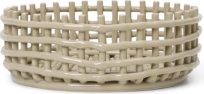 Корзина для сервировки Ferm Living Ceramic, круглая, керамика, 29 см, бежевая