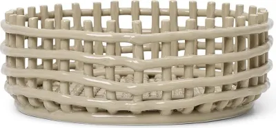 Корзина для сервировки Ferm Living Ceramic, круглая, керамика, 29 см, бежевая