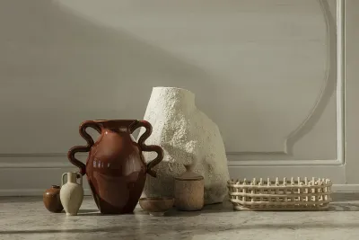 Ваза Ferm Living Ary Фарфор, 7.5 см, коричневый