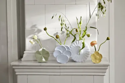 Ваза Lyngby Flower Morning Фарфор, 14 см, зеленый
