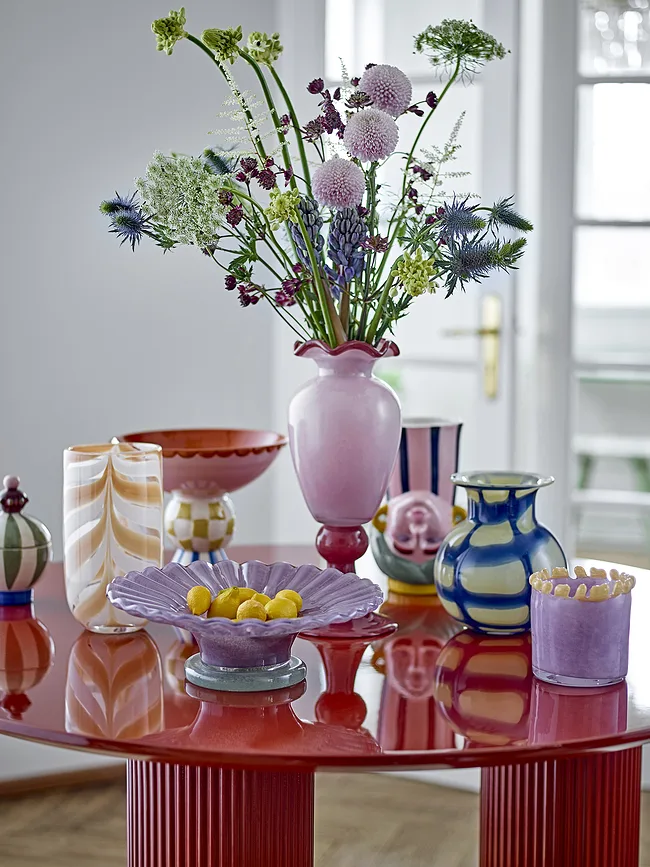 Ваза Bloomingville Frills Стекло, 34 см, розовый