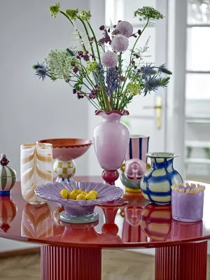 Ваза Bloomingville Frills Стекло, 34 см, розовый