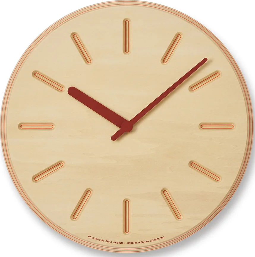 Настенные часы Lemnos Paper Wood Line, дерево, 29 см, оранжевые