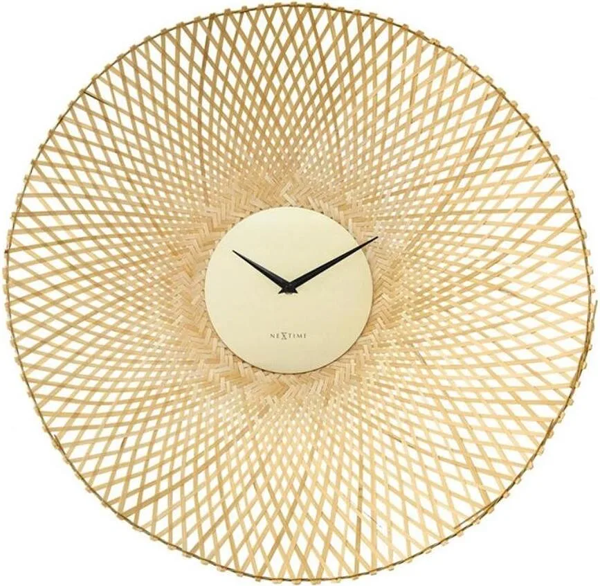 Настенные часы NeXtime Bamboo, бамбук, 60 см, бежевые