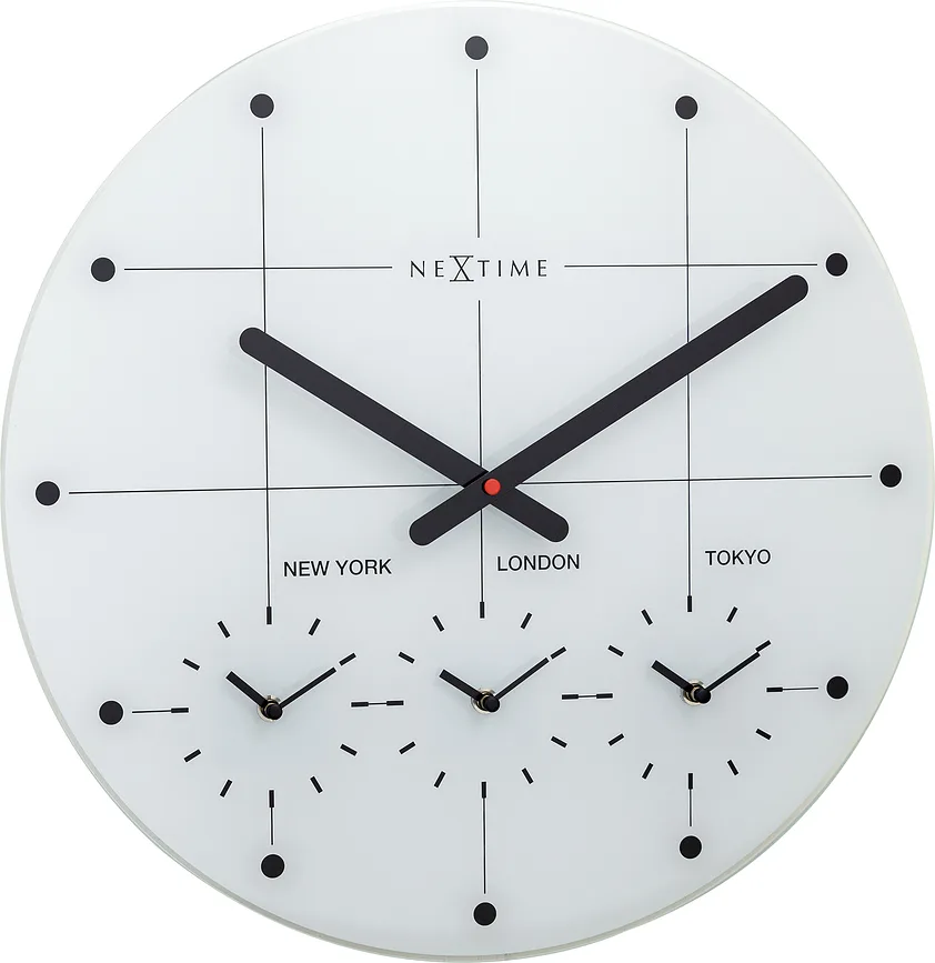 Настенные часы NeXtime Big City, стекло, 43 см, белые