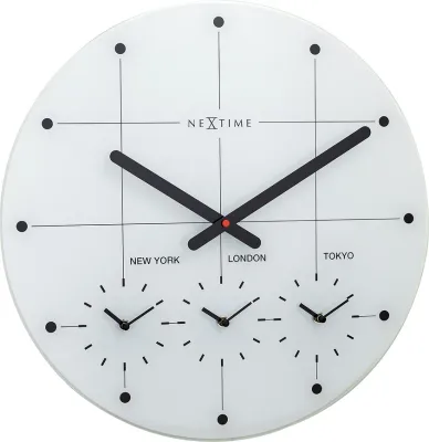 Настенные часы NeXtime Big City, стекло, 43 см, белые