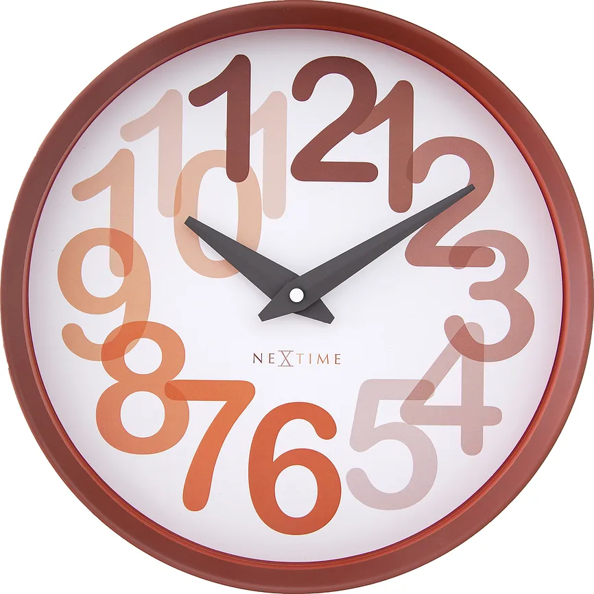 Настенные часы NeXtime Big Number, пластик, 30 см, оранжевые