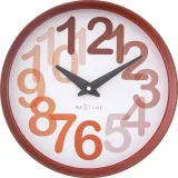 Настенные часы NeXtime Big Number, пластик, 30 см, оранжевые — фото 1