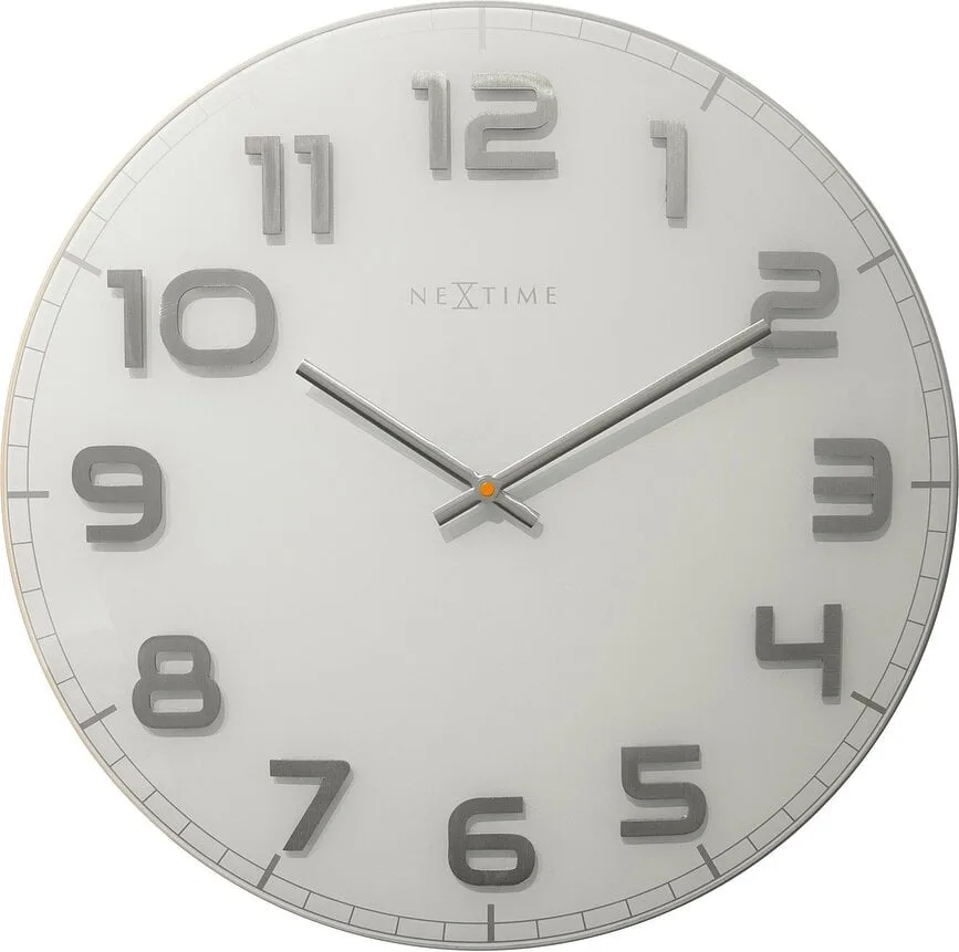 Настенные часы NeXtime Classy Large, стекло, 50 см, белые