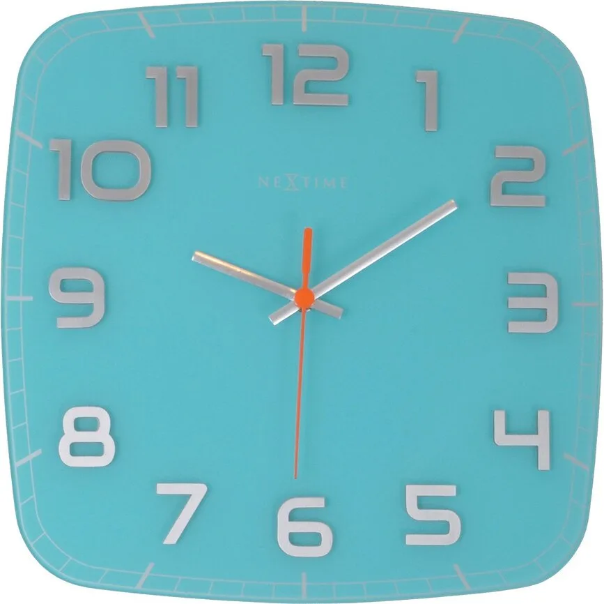 Настенные часы NeXtime Classy Square, стекло, 30 см, синие